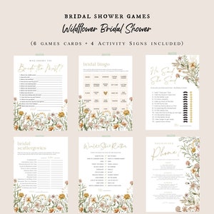 Paquete de juegos de despedida de soltera Wildflower, juegos de baby shower, paquete de juegos, personalizar juegos de baby shower, editar con TEMPLETT, WLP-FAL 5542