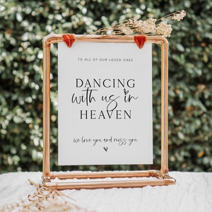Wedding Memorial Sign, Dancing With us in Heaven, Memory Table Sign, In Loving Memory, Edit with TEMPLETT, WLP-SIL 7690