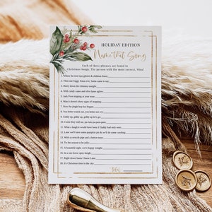 Name that Christmas Song, Christmas Songs Game, Holiday Party Game, Christmas Carols Game, Edit with TEMPLETT, WLP-CHG 8041