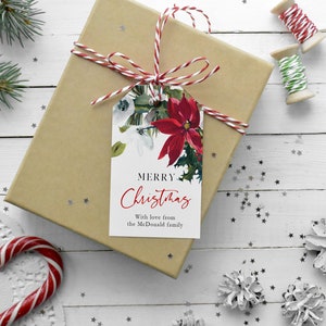 Christmas Gift Tag Template, Holly Christmas Tags, Personalized ...