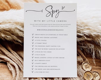 I Spy Wedding Game, Minimalist, Reception Game, Wedding Photo Hunt Game, Wedding Shower Fun Games, Edit with TEMPLETT, WLP-PAL 5693