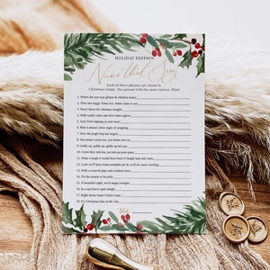 Name that Christmas Song, Christmas Songs Game, Holiday Party Game, Christmas Carols Game, Edit with TEMPLETT, WLP-RHO 8064