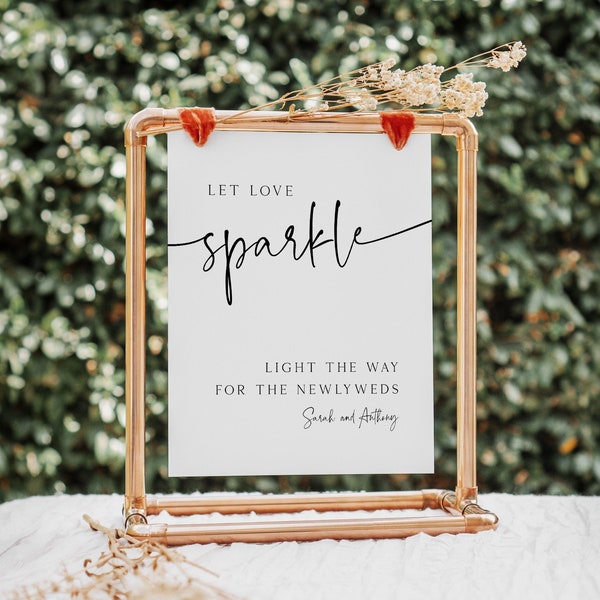 Let Love Sparkle Sign, Sparkler Send Off Sign, Wedding Sparklers Sign, Editable Sign, Minimalist, Edit with TEMPLETT, WLP-PAL 5616