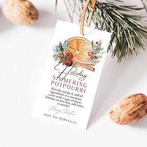 Stovetop Potpourri Christmas Tag, Holiday Simmering Potpourri, Printable Tags, TEMPLETT, Personalized Christmas Tags, WLP-CHT 5910