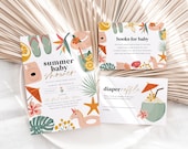 Summer Baby Shower Invitation, Beach Baby Shower Bundle, Baby Shower Invitation, Books for Baby Card, Diaper Raffle, TEMPLETT, WLP-SUM 5001