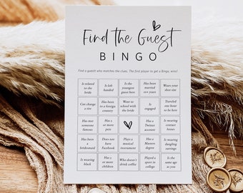 Find the Guest Bingo, Minimalist Shower Game Card, Get to Know You Game, Edit with TEMPLETT, WLP-SIL 5424