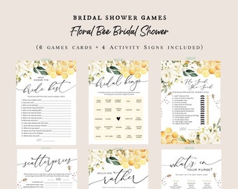 Bee Bridal Shower Game Bundle, Bridal Shower Games, Games Bundle, Customize Bridal Shower Games, Edit with TEMPLETT, WLP-FBE 5436