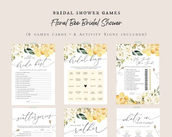 Bee Bridal Shower Game Bundle, Bridal Shower Games, Games Bundle, Customize Bridal Shower Games, Edit with TEMPLETT, WLP-FBE 5436