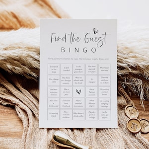 Find the Guest Bingo, Minimalist Shower Game Card, Get to Know You Game, Edit with TEMPLETT, WLP-SIL 5424