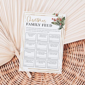 Christmas Family Feud Game, Printable Holiday Game, Editable Family Feud, Christmas Party Game, Instant Download, TEMPLETT, WLP-CHG 8040