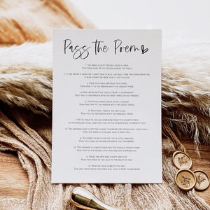 Pass the Poem Bridal Shower Game, Pass the Prize Game Card, Minimalist Bridal Shower, Edit with Templett, WLP-SIL 5426