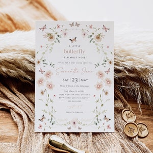 Butterfly Baby Shower Invitation, Baby Shower Invite, Little Butterfly Invitation, Editable Invitation, Edit with TEMPLETT, WLP-BUT 5682