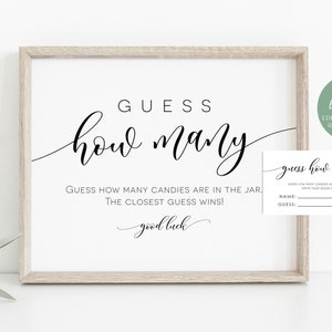 Snoep raadspel, raad eens hoeveel snoepjes, baby shower spel, script baby shower teken + kaarten set, bewerken met TEMPLETT, WLP-SOU 3928