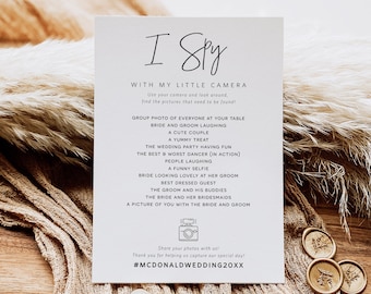 I Spy Wedding Game, Minimalist, Reception Game, Wedding Photo Hunt Game, Wedding Shower Fun Games, Edit with TEMPLETT, WLP-PEN 5696