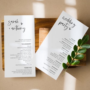 Programa de bodas minimalista, programa de ceremonias de bodas Templett, plantilla de programa de bodas moderno, descarga instantánea, WLP-SIL 3593