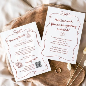 Handwritten Wedding Invitation, Double-Sided, Illustrated Wedding Invitation, Funky Colors, Fun Wedding, TEMPLETT, WLP-MAR 7761
