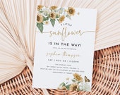 Sunflower Baby Shower Invitation, Fall Baby Shower Invitation Template, A Little Sunflower Invite, Edit with TEMPLETT, WLP-BSU 7747