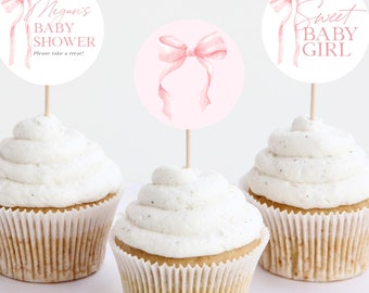 30-Piece Pink Bow Cupcake Toppers – Baby Shower, Birthday, Wedding Decor - View #8