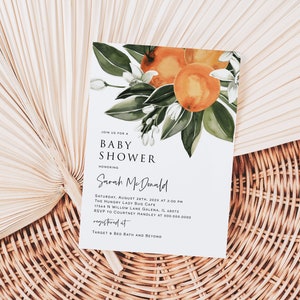 Baby Shower Invitation template, Citrus Baby Shower Invitation, Orange Shower Invite, Edit with TEMPLETT, WLP-CIT 2200