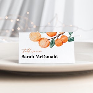 Orange Place Cards, Little Cutie Place card Template, Editable Place Cards, Escort Cards, Edit with TEMPLETT, WLP-ORA 7510