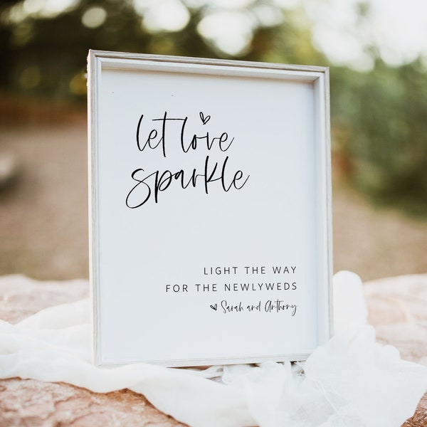Let Love Sparkle Sign, Sparkler Send Off Sign, Wedding Sparklers Sign, Editable Sign, Minimalist, Edit with TEMPLETT, WLP-SIL 4122