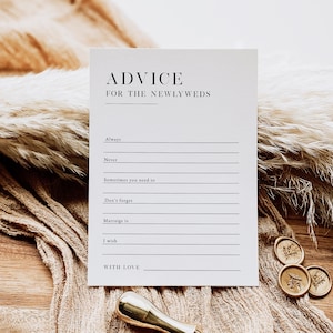 Minimalist Bridal Advice Card, Writing Cards, Modern Bridal Advice Sign, Bridal Shower Advice, TEMPLETT, WLP-SLI 5703