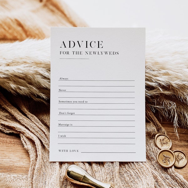 Minimalist Bridal Advice Card, Writing Cards, Modern Bridal Advice Sign, Bridal Shower Advice, TEMPLETT, WLP-SLI 5703