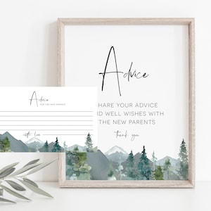 Placas e cartões de conselhos para bebês da Mountain, modelo de cartão de conselhos, placas de conselhos para bebês para impressão, editar com TEMPLETT, 8x10, cartões de conselhos, WLP-MOU 2611
