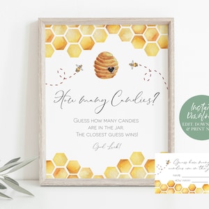 Bee Candy raadspel, raad eens hoeveel snoepjes, douchespel, hommel doucheteken en kaartenset, TEMPLETT, WLP-Bee 3293