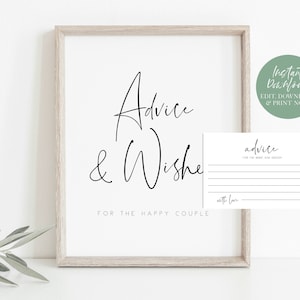 Wedding Advice Sign Template, Printable Advice Cards, Wedding Signs, Well WishesPrintable Sign, TEMPLETT, WLP-DRA 1087
