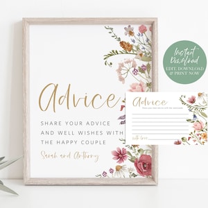 Wildflower Bruidsadviesbord en schrijfkaarten, Bloemen Bruidsadviesbord, Bruidsdoucheset, Bewerken met TEMPLETT, WLP-WIL 4708