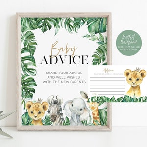 Conjunto de letreros de consejos para bebés de la selva, tarjetas de consejos para bebés de Safari, letrero de 8x10', tarjetas de escritura de consejos para bebés, TEMPLETT, WLP-SAF 3137