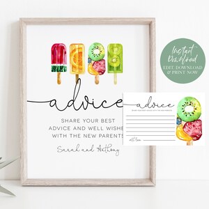 Babyadviesbord en -kaarten, ijslollyadvieskaartsjabloon, babyadvieskaarten, advieskaarten Tempalte, bewerken met TEMPLETT, WLP-POP 4065