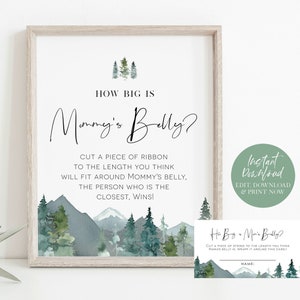 Guess How Big Mommy's Belly Is Game, Mountain Baby Shower Game, Belly Guessing Game, Printable Baby Shower Sign, TEMPLETT, WLP-MOU 3697
