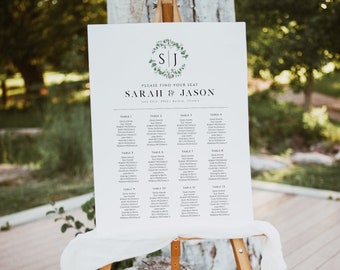 Eucalyptus Wedding Seating Chart, Templett Seating Chart, Wedding Seating Chart Poster, Wedding Seating, WLP-EUU 4187