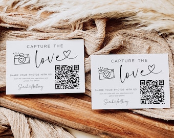 Capture the Love Wedding QR Code Card, Wedding Photo card, qr code wedding card, Instant Download, Edit with Templett, WLP-PAL 5971