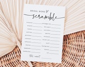 Minimalist Bridal Word Scramble Game, Modern Bridal Shower Game, Editable Shower Game, Bridal Word Jumble Game, TEMPLETT, WLP-PAL 5731
