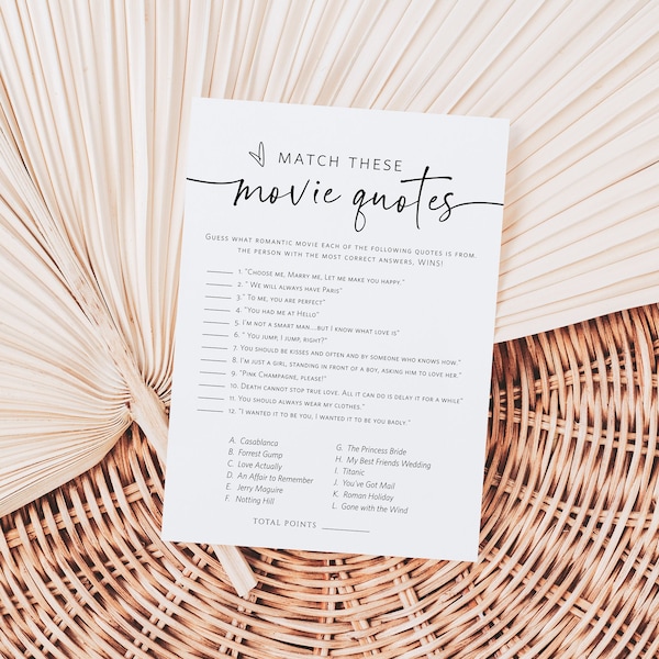 Bridal Shower Wedding Movie Game Etsy