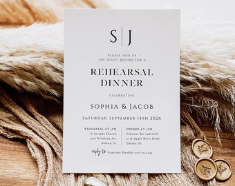 Wedding Rehearsal Invitation, Minimalist Wedding Rehearsal Template, Rehearsal Dinner Invitation, The Night Before, TEMPLETT, WLP-SLI 6785