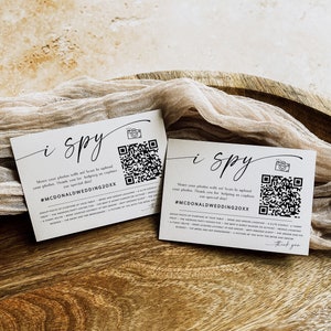 I Spy Wedding Game, Minimalist, Reception Game, Wedding Photo Hunt Game, Wedding QR Code, Fun Games, Edit with Templett, WLP-LIN 7477