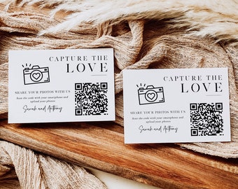 Capture the Love Wedding QR Code Card, Wedding Photo card, qr code wedding card, Instant Download, Edit with Templett, WLP-SLI 5972