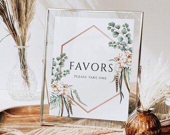 Boho Wedding Favor Sign, Favor Sign Template, Wedding Favors Sign, TEMPLETT, Eucalyptus Wedding Sign, 8x10, Favours Sign, WLP-BOH 5029