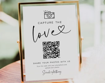 Capture the Love Wedding QR Code Sign, Wedding Sign, Wedding Photo Sign, Instant Download, Edit with Templett, WLP-PAL 5969