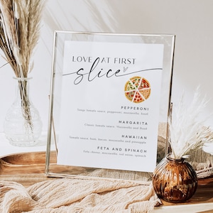 Love at First Slice Pizza Sign, Pizza Bar Sign, Editable Pizza Menu Sign, Wedding Pizza, Edit w TEMPLETT, Customizable, WLP-PAL 7367