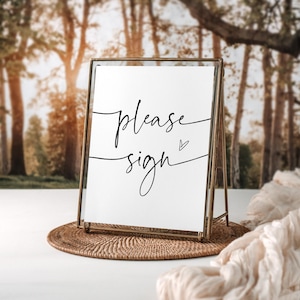 Minimalist Please Sign, Wedding Please Sign Guestbook, Modern Sign Template, Edit with TEMPLETT, WLP-PAL 7579