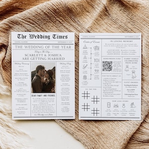 Newspaper Wedding Program, Wedding Program Card Template, Infographic Wedding Program, Newspaper Program, Fun, TEMPLETT, WLP-NEW 8176