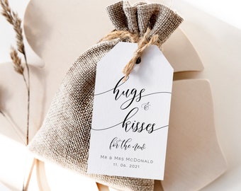 Hugs and Kisses for the new Mr and Mrs tags, Wedding Favor Tags, Hugs and Kisses Tag, Edit with TEMPLETT, WLP-SOU 1551