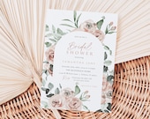 Bridal Shower Invitation, Dusty Pink Bridal Invitation, Boho Bridal Shower Invitation, Instant Download, Edit with TEMPLETT, WLP-ROS 4839