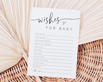 Minimalist Wishes for Baby Card,Advice for Baby, Boho Advice Card, Editable Well Wishes Card,  Edit with TEMPLETT, WLP-PAL 5624