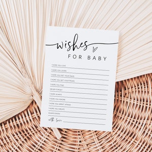 Minimalist Wishes for Baby Card,Advice for Baby, Boho Advice Card, Editable Well Wishes Card,  Edit with TEMPLETT, WLP-PAL 5624